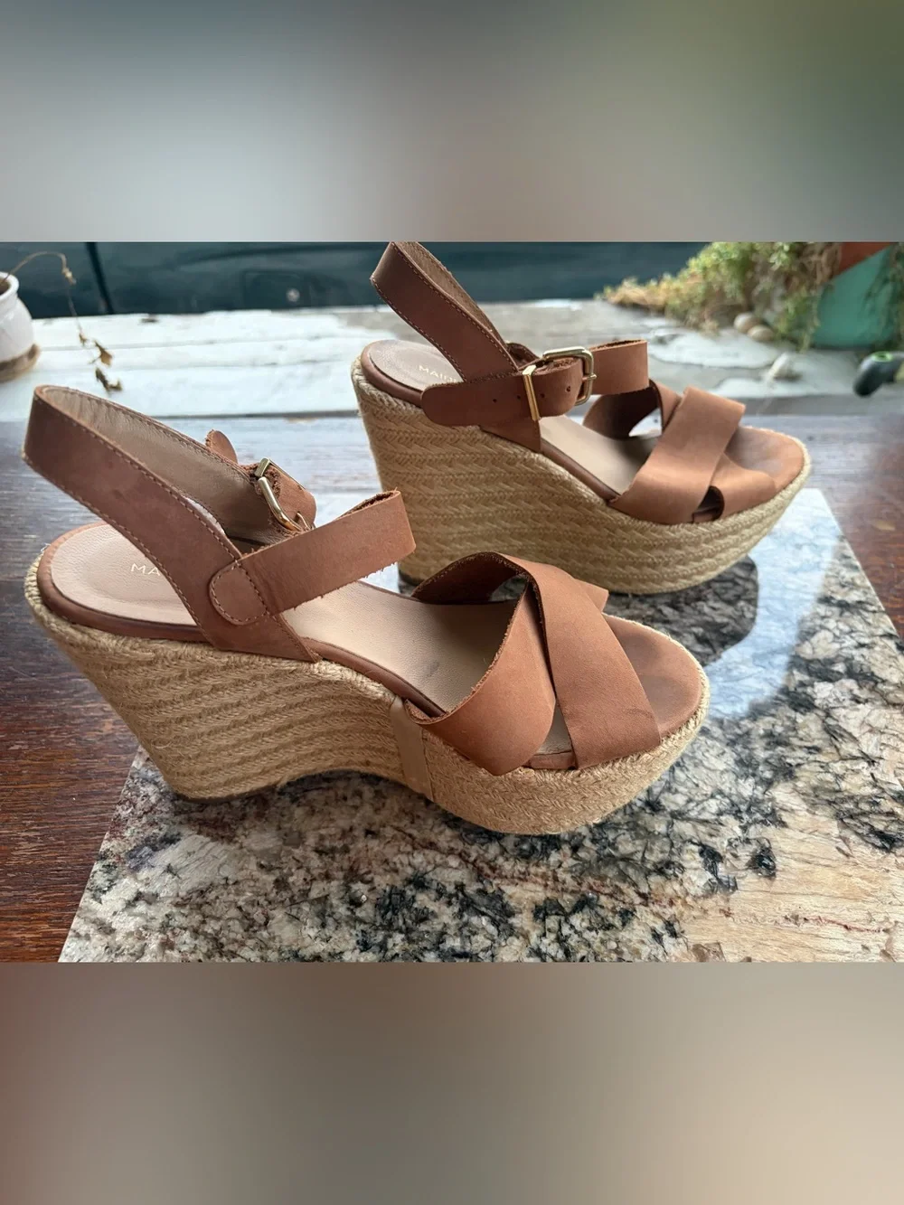 Maiden Lane Leather Espadrille Sandals in Cognac
